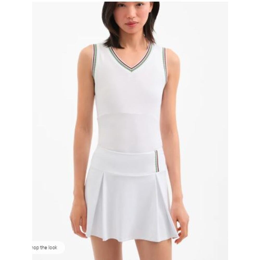 Veronica Beard Women's Spin Striped Trim Tank Top XS NWT 190 White